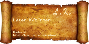 Later Kármen névjegykártya